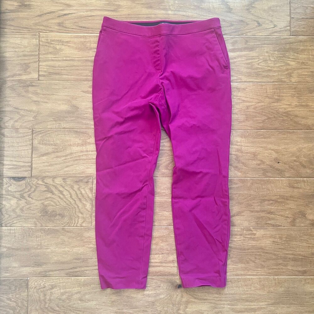 Theory Thaniel Approach Stretch Pants Size 10 Magenta Cropped
